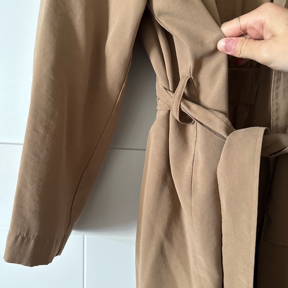 H&M Women’s Tan Brown Tie Belt Lightweight Trenchcoat - Picture 11 of 13